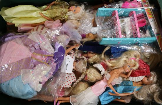 A collection of thirty six Sindy dolls and a large quantity of clothing and accessories